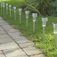 10 X Solar Powered Stainless Steel LED Post Lights Garden Outdoor Rechargeable