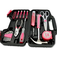39Pc Ladies Pink Tool Kit Set Hard Carry Case