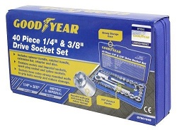 GOODYEAR 40pc 1/4" & 3/8" socket driver set metric imperial ratchet bolts spark