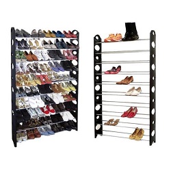 50 PAIR 10 TIER SHELF SHOE RACK ORGANIZER STAND CUPBOARD FOR SHOES EASY ASSEMBLE