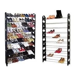 50 PAIR 10 TIER SHELF SHOE RACK ORGANIZER STAND CUPBOARD FOR SHOES EASY ASSEMBLE 