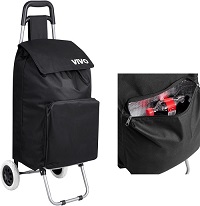 59L Large Folding Lightweight Shopping Trolley with Insulated Cooler Bag, Hard Wearing & Foldaway for Easy Storage, Large Shopping Trolley on 2 Wheels