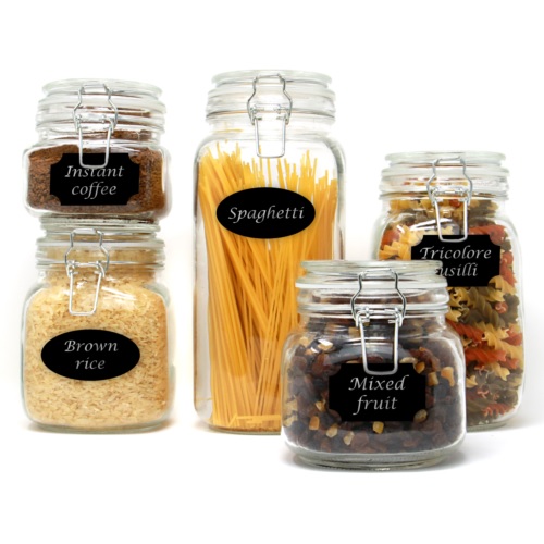 Set of 5 Clip Top Glass Storage Jars Airtight Vintage Kitchen