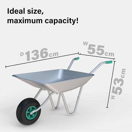 65L Wheelbarrow Heavy Duty Galvanised Home Garden Metal Cart Pneumatic Tyre