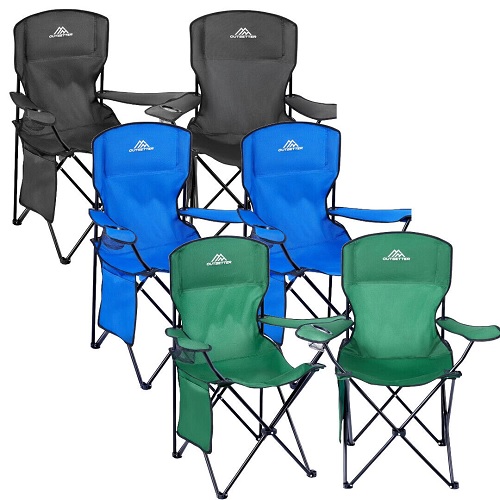 EFG Set of 2 Camping Chair Lightweight Folding Portable with Cup Holder Side Pocket