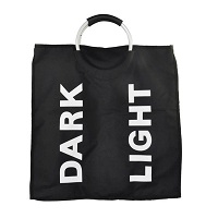 Dark / White Black Folding Laundry Washing Clothes Bin Basket Sorter Bag Handles