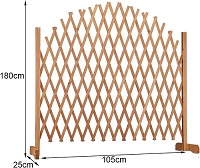 Expanding Freestanding Wooden Trellis Fence Solid Wooden Movable Fence Wooden Decorative Lattice Screen Trellis, 105x180cm