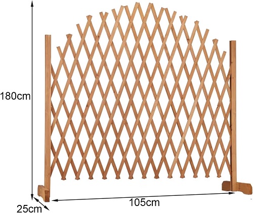  Expanding Freestanding Wooden Trellis Fence Solid Wooden Movable Fence Wooden Decorative Lattice Screen Trellis, 105x180cm