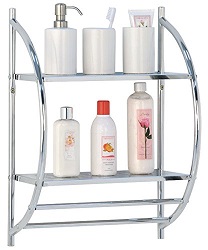 Vivo  2 Tier Wall Mounted Towel Rack/Rail Chrome Bathroom Shelf Storage Holder Integrated 