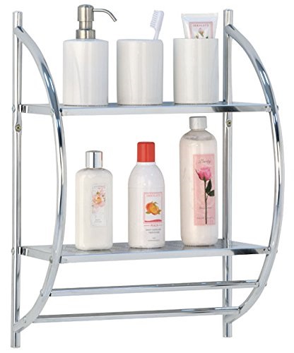 Vivo  2 Tier Wall Mounted Towel Rack/Rail Chrome Bathroom Shelf Storage Holder Integrated 