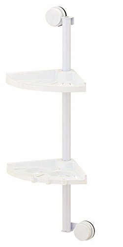 Vivo  White 2 Tier Corner Shower Bathroom Shelf Organiser Caddy Suction Cups No Drilling