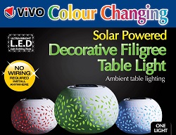 Colour Changing Decorative Solar LED Filigree Table Light Garden Patio Party NEW