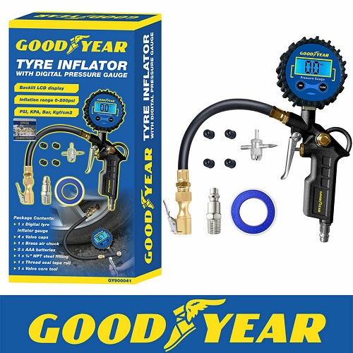 900041 Goodyear Tyre Inflator Air Gun with Digital Pressure Gauge for Air Compressors