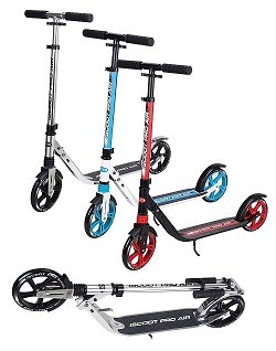 Ultimate iScoot© Air Black / Red Light Weight Adult City Push Kick Scooter with Large 200MM Wheels, City Comfort Suspension, Kick Stand, Mud / Rain Guards and Folding Frame with Carry Stray - Easy to Carry Light Weight Aluminium Kickboard