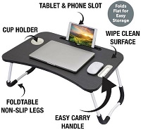 Folding Laptop Table Bed Tray Portable Lap Desk Notebook foldable Stand Cup Slot