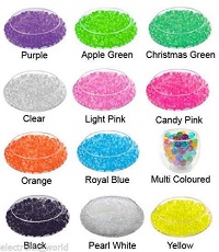10 colours - EXPANDING WATER CRYSTAL SOIL GEL BALL BEADS WEDDING VASE FLORIST BIO SOIL