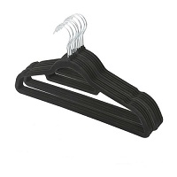 Add a review for: BLACK Coat Clothes Hangers Velvet Flocked Non Slip Curved Trousers Dresses Slim 10PK