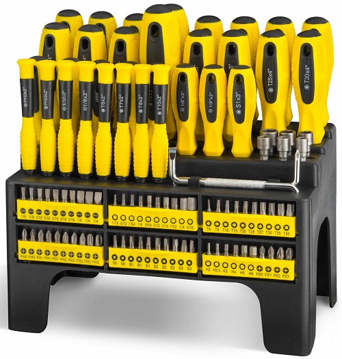 100pc Screwdriver and Bit Set Precision Pozdriv Hex Phillips Torx Square Slot