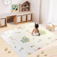 Foldable Baby Play Mat, Large Thick Foam Playmat Double-Sided, Waterproof, Non-Slip, 175x148cm, Reversible Floor