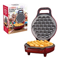 700W Non-Stick Bubble Waffle Maker Pan Egg Cake 180° Rotary System Metallic RED