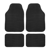 Universal Rubber Car Mat Carbon Luxury Set, Black, 4 Pieces - Front / Back Uber