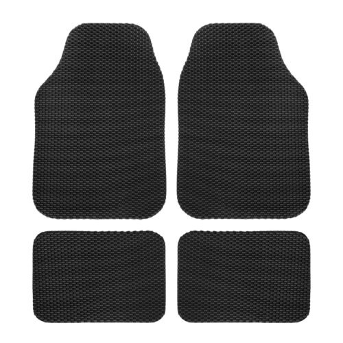 Universal Rubber Car Mat Carbon Luxury Set, Black, 4 Pieces - Front / Back Uber