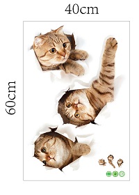 3D Large Wall Cat Kitten Stickers Bedroom Decal Fridge Mural Art Decor Removable