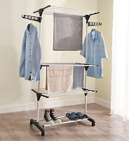 Vivo Technologies Clothes Drying Rack 4-Tier Folding Clothes Airer,Stainless Steel Laundry Drying Rack Collapsible Clothes Rack,Expandable Clothes Drying