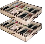 2 x 12 PAIR Underbed Under Bed Shoes Storage Space Saving Shoe Organizer Bag Box