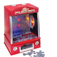 Arcade Coin Pusher Game Machine Novelty Arcade Game Battery Powered Light and Sound Slot Machine Battery Powered Desktop Electronic Arcade Coin Pusher For Party Birthday Christmas Gifts for Girls Boys