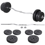 23.5kg EZ Curl Bent Bar Dumbbell Barbell Weights Set Workout Triceps Biceps