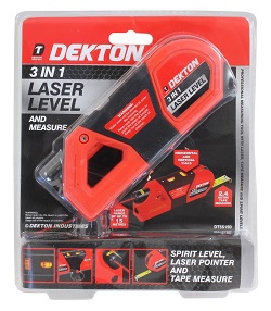 Dekton 3 In 1 Laser Level And Measure Spirit Level Laser Pointer Tape Measure