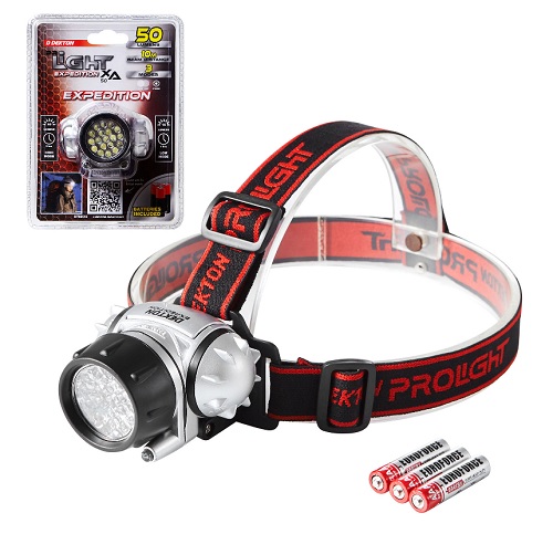 Dekton Expedition LED Head Light Torch Headlamp 50 Lumens 10M Range & Batteries