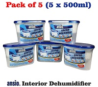 ANSIO 94610 Interior Dehumidifier, 500 ml, Pack of 5
