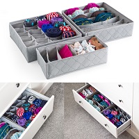 3 Pack Storage Drawer Organiser Storage Box Tidy Socks Bra Tie Underwear Divider