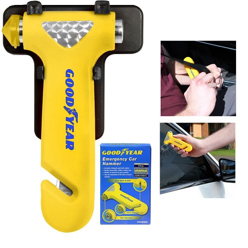 Goodyear Emergency Car/Van Windscreen Hammer, With Seat Belt Cutter & Holder SOS