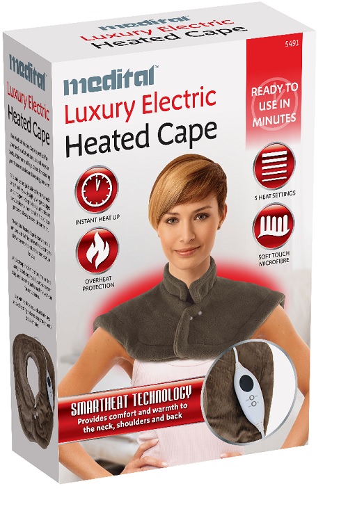 Electric Heated Cape Neck, Shoulder & Back Warmer - Safer than Hot Water Bottle