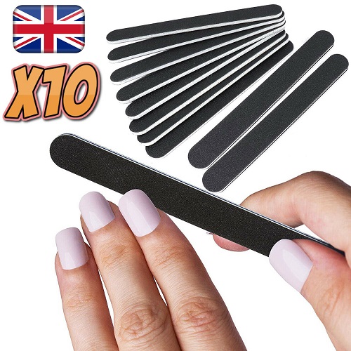 10 Pack Large Nail Files Black Emery Board