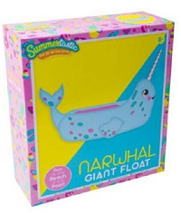 Inflatable Narwhal Giant Float Multi Colour Pool Garden Beach Party Summer Fun