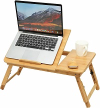 WBT50 Bamboo Folding Laptop Stand Adjustable Angle Bed Breakfast Tray Table Macbook PC