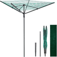 4 Arm 45M Rotary Washing Line Heavy Duty Clothes Airer Dryer for Outdoor & Garden, Folding Large Rotary Clothes Line with Metal Ground Spike