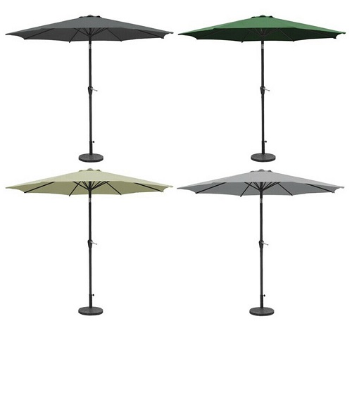 GardenKraft 2.7m Diameter Outdoor Garden Parasol Tilt & Crank Mechanism UV