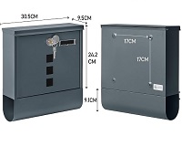 Wall Mounted Letterbox Modern Mailbox Lockable Mail Box Galvanised Steel Post Box with Copper Lock Newspaper Holder for Outside Wall Anthracite Grey