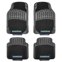 Goodyear 4pc Non Slip Floor Mats Rubber Carpet Luxury Car Mat Front & Rear Set