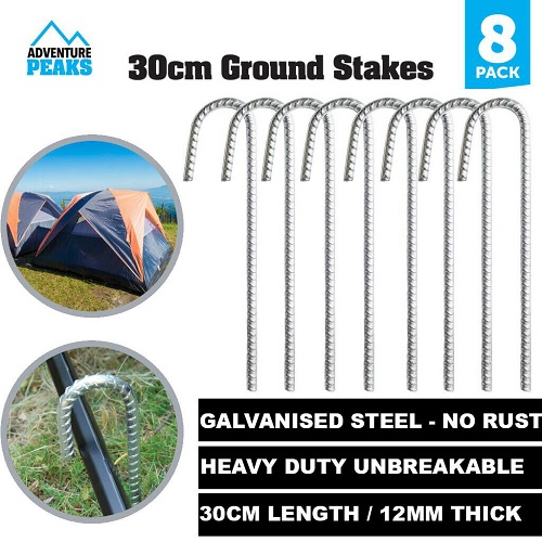 Galvanised Heavy Duty Steel Metal Ground Stakes Camping Tent Gazebo Marquee Pegs