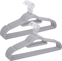 GREY- 20/50 Pack Premium Non Slip Velvet Hangers, Clothes Coat Hangers with Tie Bar and 360 Degree Swivel Hook, Space Saving Design Coat hangers for Suits,Dresses