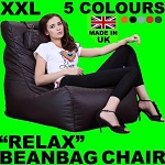 XXL RELAX LEATHER BEANBAG HIGH BACK HEAD REST CHAIR GAMER GAMING BEAN BAG SOFA