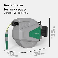Wall Mounted Garden Hose Reel, 20+2m Retractable Hose Pipe, Auto Rewind System, Easy to Install, Any Length Lock,180°Swivel Bracket, Heavy Duty Water Hose Reel