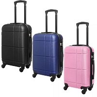 Hard Shell Carry on Cabin Approved Lightweight Suitcase Luggage Trolley 4 Wheel