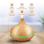 300ml Fragrance Essential Oil Diffuser for Aromatherapy with Adjustable Mist Modes Humidifiers, Ultrasonic Aroma Diffusers with Auto Shut-off, 7 Colorful LED Lights for Baby Room, Home, Spa - Yellow Wood Grain